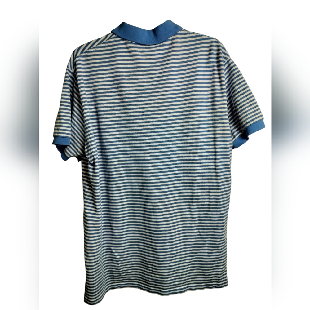 M474) Polo Ralph Lauren Men's Classic Blue Striped Cotton Shirt Size Large - Picture 3 of 7